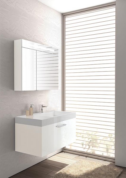 Badmöbel-Set ELISA Serie MAA weiß Hochglanz m.Spiegelschrank