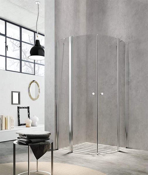 Viertelkreis-Duschkabine Lula, 5 mm Stark, 775-790x1900 mm 2 Pendeltüren, Radius 550 mm