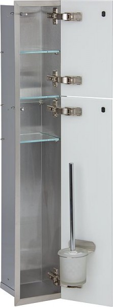 WC-Wandcontainer,2 schwarze Glas- türen,1 Papierrollenfach +2 Fächer, BxH:180x975mm, Anschlag links