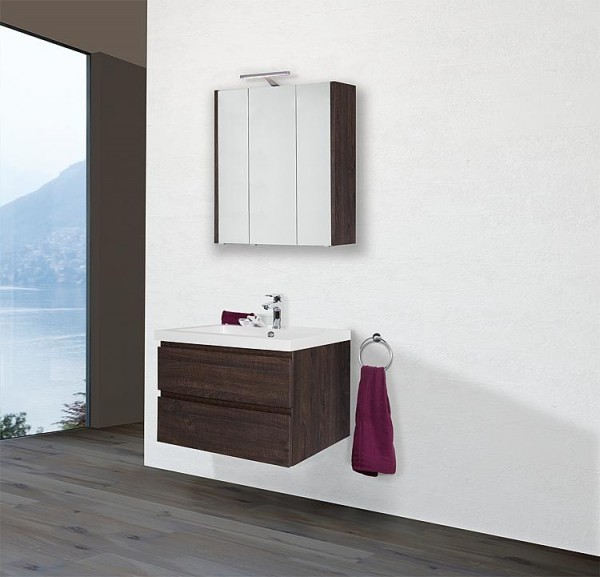 Badmöbel-Set ELAI Serie MBO Eiche dunkel Dekor Breite 850 2 Auszüge