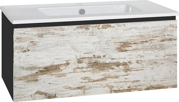 WTU + Keramik-WT Serie ELA Korpus schwarz smt - Front Lärche weiß used, 910x420x510mm