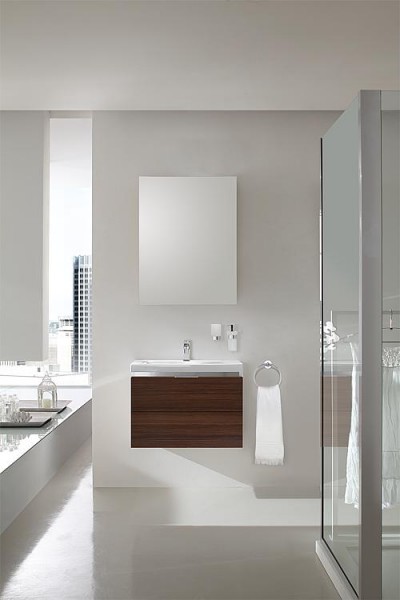 Badmöbel-Set EOLA Lärche braun Breite 600mm 2 Auszüge