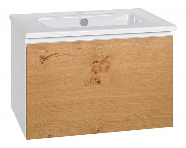 WTU + Keramik-WT Serie ELA Korpus weiß smt - Front Eiche Furnier hell 610x420x510mm