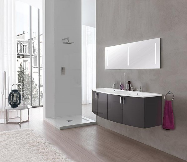 Badmöbel-Set EMA Serie MBG anthrazit Hochglanz