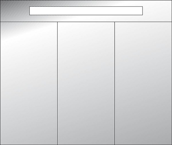Spiegelschrank m. bel. Blende anthrazitHochglanz 3 Türen 950x750x188mm
