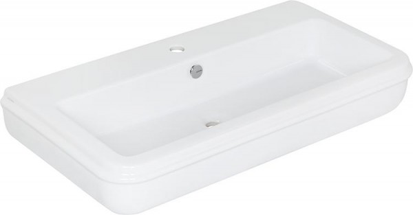 Waschtisch Elamin mit Hahnloch, aus Keramik, weiß, 900x180x460mm