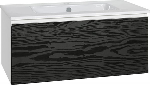 WTU + Keramik-WT Serie ELA Korpus weiß smt - Front Seekiefer schwarz, 910x420x510mm