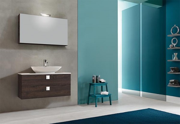 Badmöbel-Set ELION Serie MBL Eiche dunkel Dekor 2 Auszüge