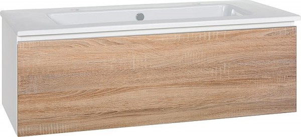 WTU + Keramik-WT Serie ELA Korpus weiß smt - Front Eiche, sägerau,1210x420x510mm