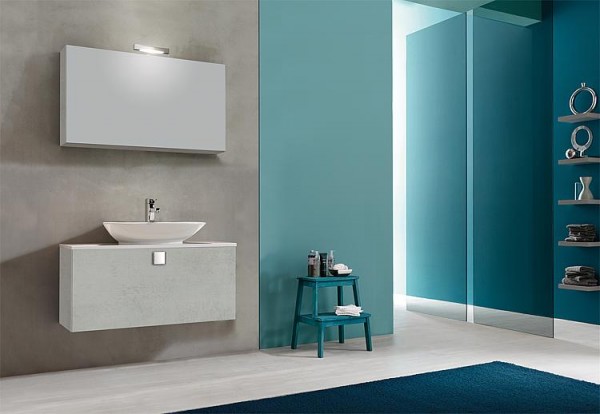 Badmöbel-Set ELION Serie MBL Eiche grauSteindekor 1 Auszug