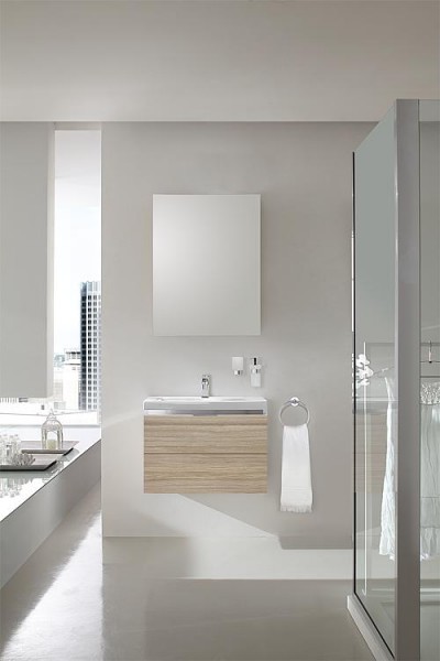 Badmöbel-Set EOLA Lärche hellbraun Breite 600mm 2 Auszüge