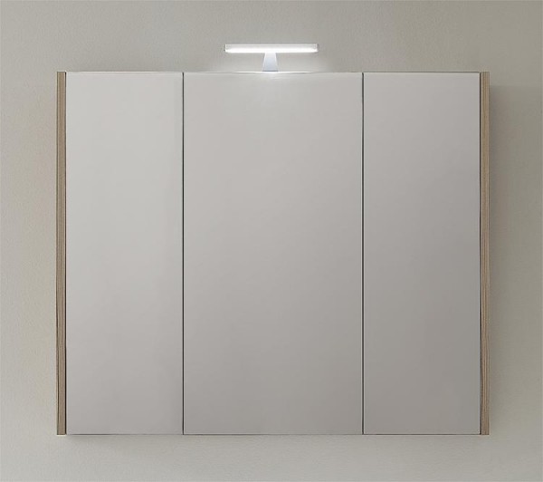 Spiegelschrank mit Beleuchtung Lärche hellbraun 3 Türen 950x750x188mm