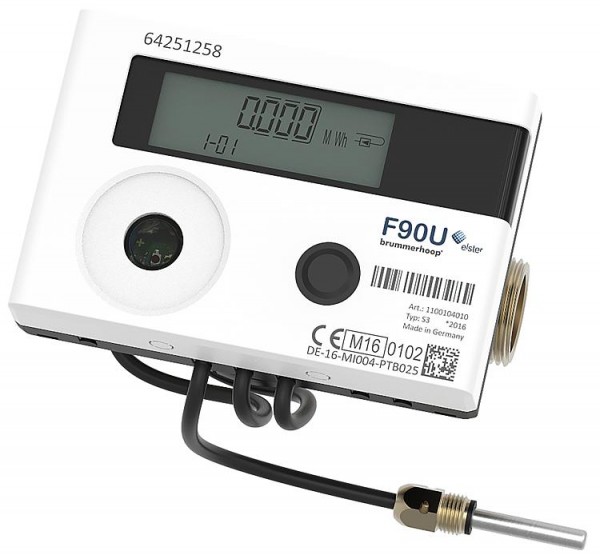 Kompakt-Ultraschallwärmezähler F90U3 DN20 (1) AG, Einbaulänge 130mm Durchfluss 3,5m³/h