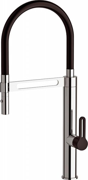 Spültischmischer Enzan verchr., Schwenkauslauf + Hebel schwarz, Ausladung 230mm