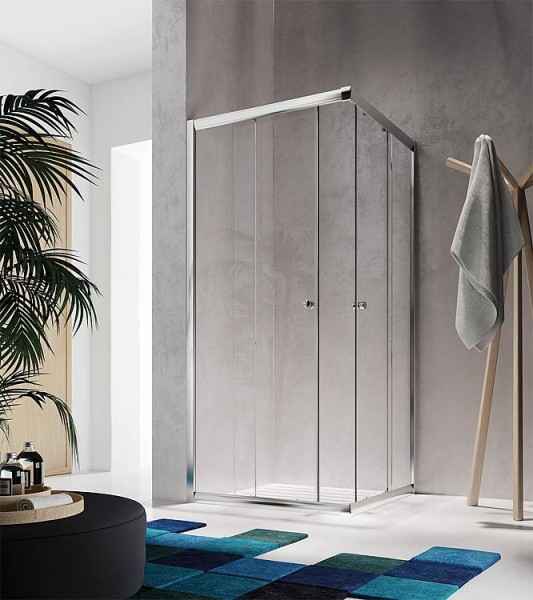 Eck-Duschkabine Elion Reversibel 965-990mm,H=1950mm, 6mm Glas, Aluprofile glänzend