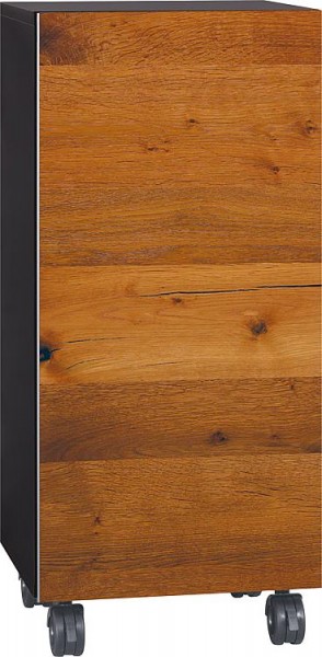 Rollcontainer ELA Korpus schwarz smt - Front Eiche Furnier dunkel 400x800x350mm