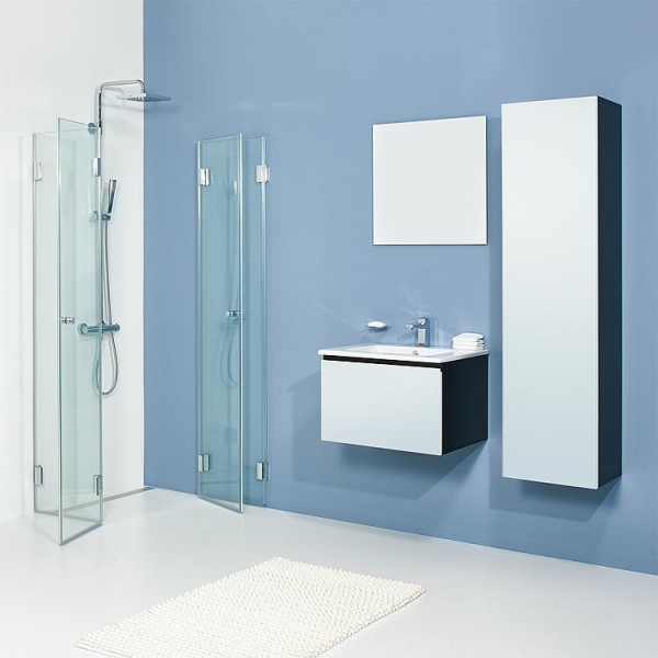 Badmöbel-Set ELA Korpus Schwarz Front Weiß 610mm mit Hochschrank