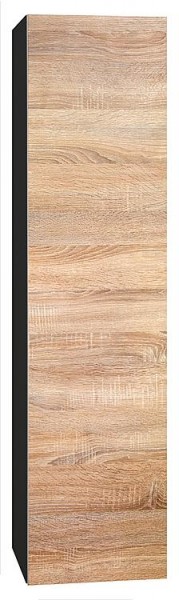 Hochschrank ELA mit Softclose Korpus schwarz smt - Front Eiche sägerau 400x1600x350mm