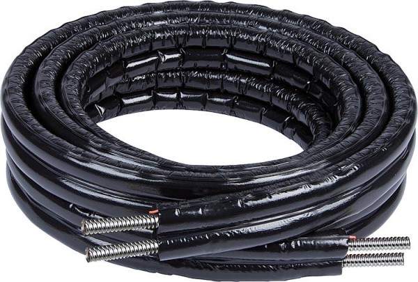 Solar-Spiralrohr 2 in 2 DN15, 10m mit Isolierung und Fühlerkabel