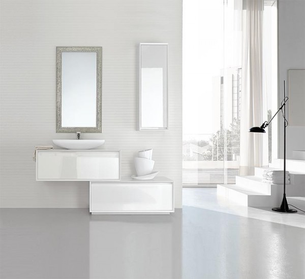 Badmöbel-Set ESPINA Serie MBI weiß Hochglanz ohne Glasablage