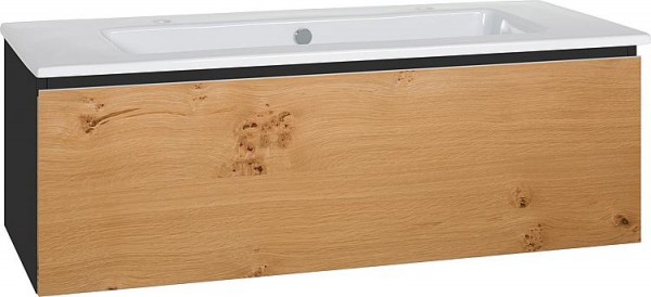 WTU + Keramik-WT Serie ELA Korpus schwarz smt-Front Eiche Furnier hell,1210x420x510mm