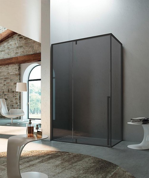 Eck-Duschkabine Kahuri, 8 mm St. 1375-1400x975-1000x2100 mm Tür + Fixteil li