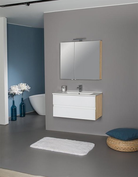 Badmöbel-Set EGAN Serie MAF weiß matt /Asteiche