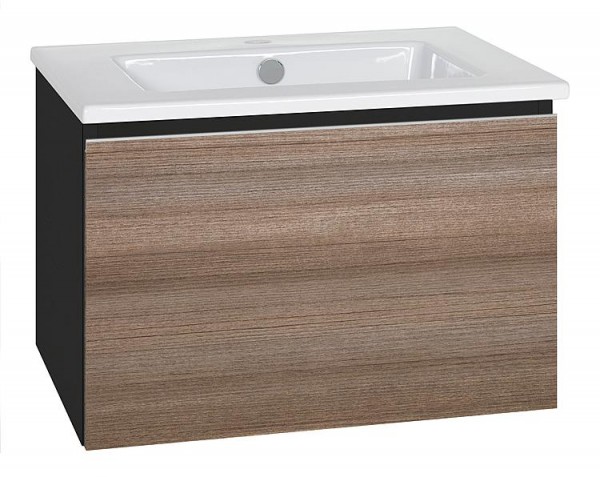 WTU + Keramik-WT Serie ELA Korpus schwarz smt - Front Teak 610x420x510mm