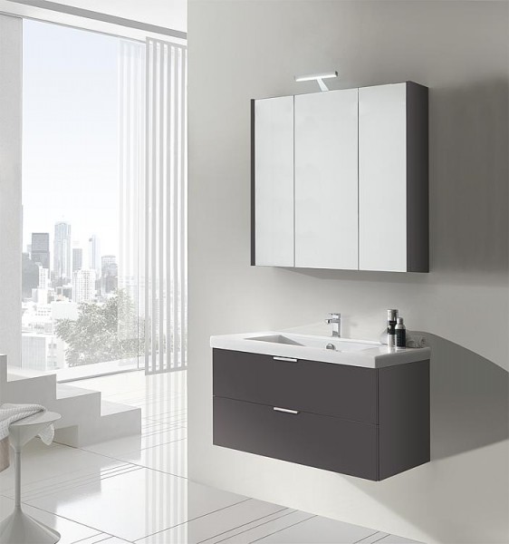 Badmöbel-Set EPIL Serie MBF anthrazit Hochglanz 2 Auszüge Breite 860mm