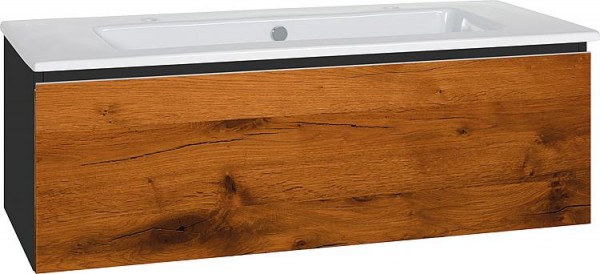 WTU + Keramik-WT Serie ELA Korpus schwarz smt-Front Eiche Furnier dunkel,1210x420x510mm