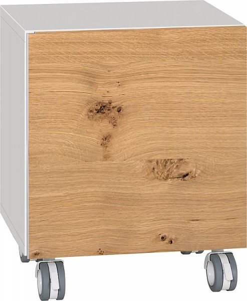 Rollcontainer ELA Korpus weiß smt - Front Eiche Furnier hell 400x400x350mm