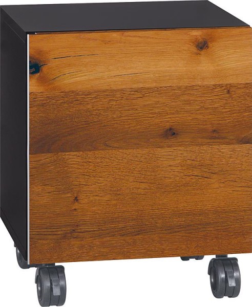 Rollcontainer ELA Korpus schwarz smt - Front Eiche Furnier dunkel 400x400x350mm