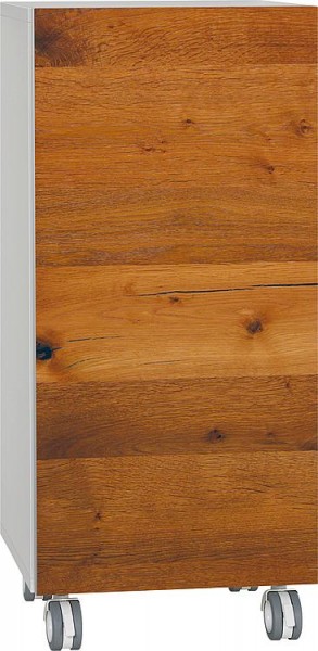 Rollcontainer ELA Korpus weiß smt - Front Eiche Furnier dunkel 400x800x350mm