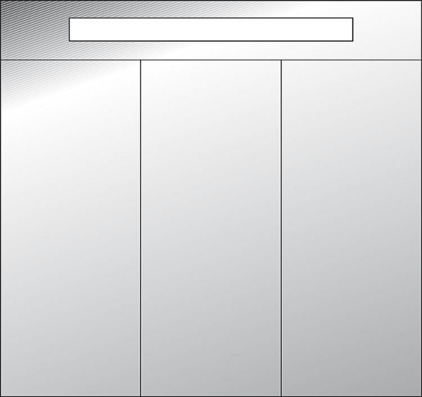 Spiegelschrank m. bel. Blende anthrazitHochglanz 3 Türen 850x750x188mm