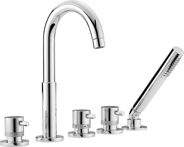 5-Loch Wannenrandthermostatmis. Set Kos, mit Stabhandbrause Ausladung 165 mm