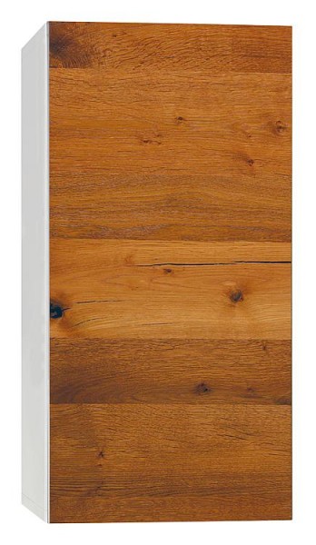 Hochschrank ELA mit Softclose Korpus weiß smt - Front Eiche Furnier dunkel 400x800x350mm