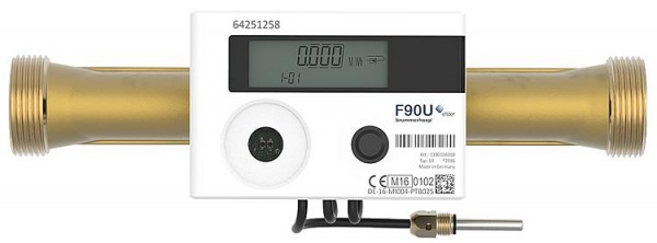 Kompakt-Ultraschallwärmezähler F90U3 DN25 (1 1/4)AG, Baulänge 260mm Durchfluss 6,0m³/h
