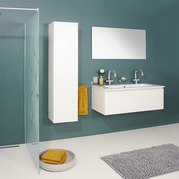 Badmöbel-Set ELA Korpus Weiß Front Weiß1210mm mit Hochschrank