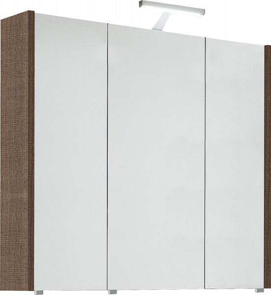 Spiegelschrank mit Beleuchtung Tranche braun 3 Türen 850x750x188mm