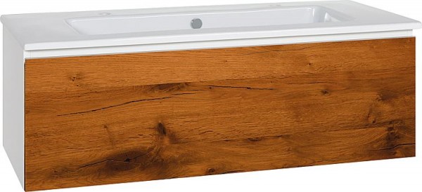 WTU + Keramik-WT Serie ELA Korpus weiß smt-Front Eiche Furnier dunkel,1210x420x510mm