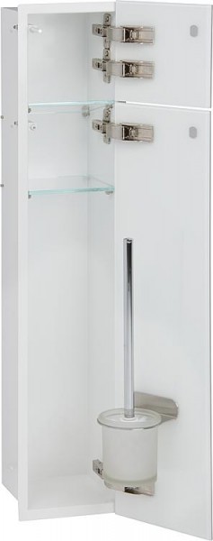 WC-Wandcontainer,innen weiß 2 weißen Glastüren, 1 Leerfach BxH:180x825mm, Anschlag rechts