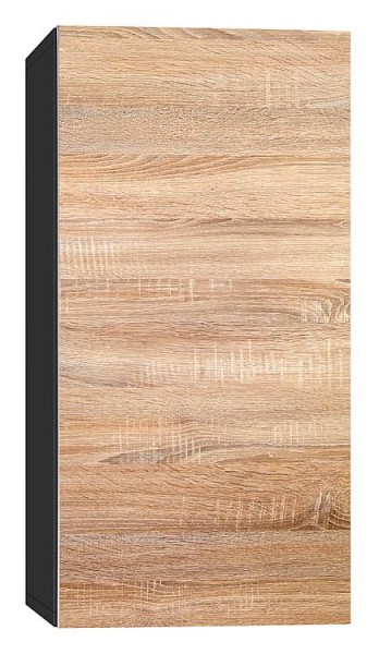Hochschrank ELA mit Softclose Korpus schwarz smt - Front Eiche sägerau 400x800x350mm