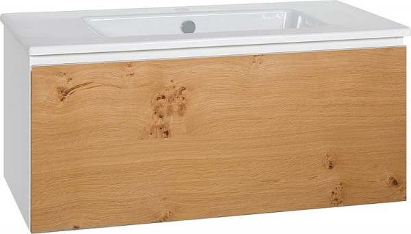 WTU + Keramik-WT Serie ELA Korpus weiß smt - Front Eiche- Furnier hell, 910x420x510mm