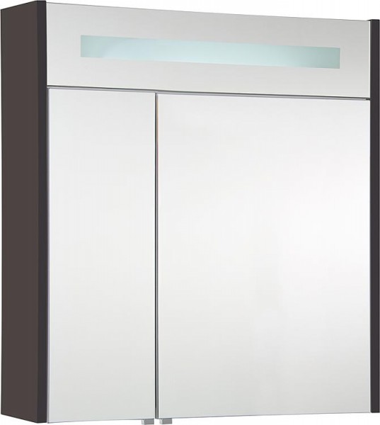 Spiegelschrank m. bel. Blende anthrazitmatt, 2 Türen 700x750x188mm