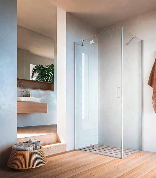 Eck-Duschkabine Eloa, Drehtür+1x Fixteil,Tür li,875-890mm,H1950mm Sigla 6mm,Hebe-Senk-Syst.