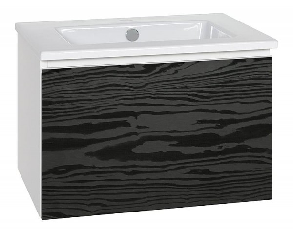 WTU + Keramik-WT Serie ELA Korpus weiß smt - Front Seekiefer schwarz 610x420x510mm