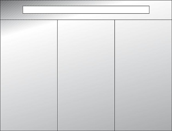 Spiegelschrank m. bel. Blende Tranche braun 3 Türen 1050x750x188mm