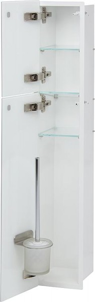 WC-Wandcontainer,innen weiß 2 schwarzenGlastüren, 2 Leerfächer BxH:180x975mm, Anschlag rechts