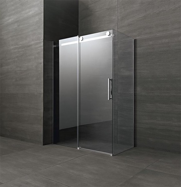 Eck-Duschkabine Fluida, 8 mm St. 1370-1395x870-895x2000 mm Tür + Fixteil li