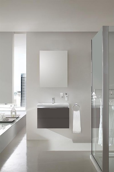 Badmöbel-Set EOLA anthrazit Hochglanz Breite 600mm 2 Auszüge